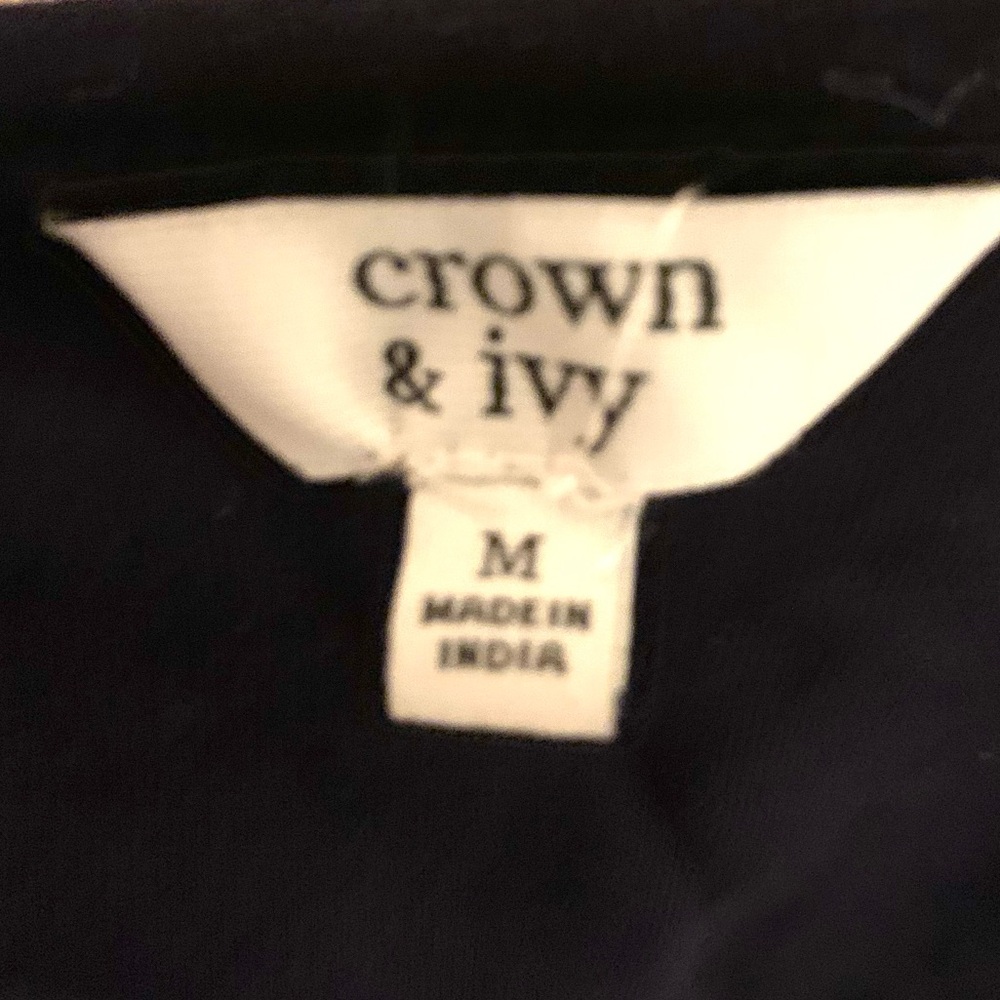 NWOT crown & ivy Navy Blue Long Sleeve Shift Dress with Fleur-de-Lis Accent - Picture 11 of 11